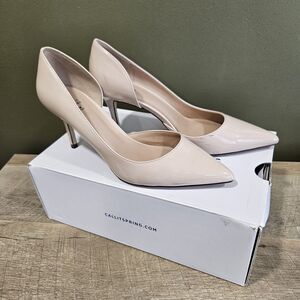 Call It Spring Womens Size 7.5 Pink Patent Leather Dress Pumps Heels Pointed Toe